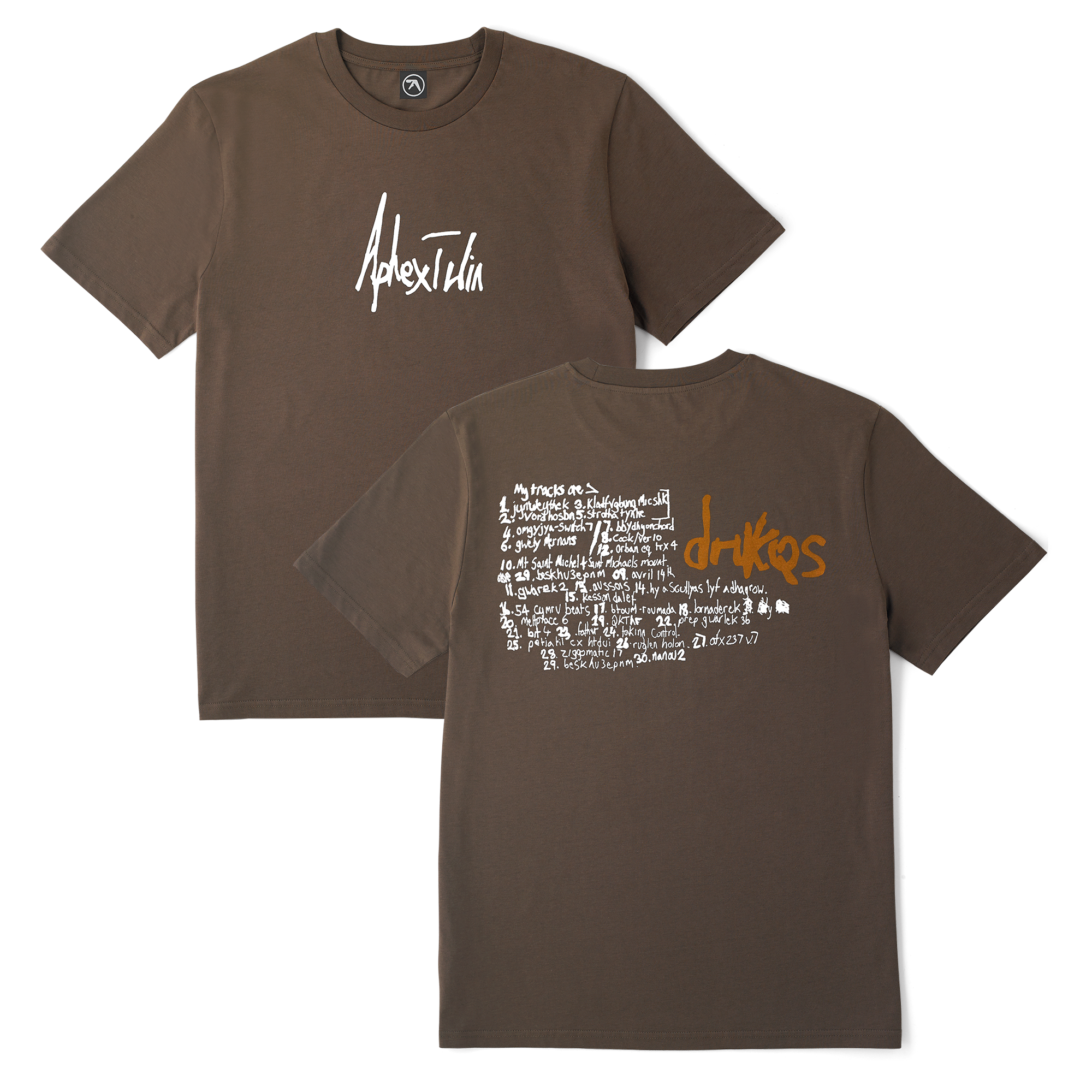T-Shirt, XS - Drukqs Handwritten Tracklist T-Shirt - Mocha by