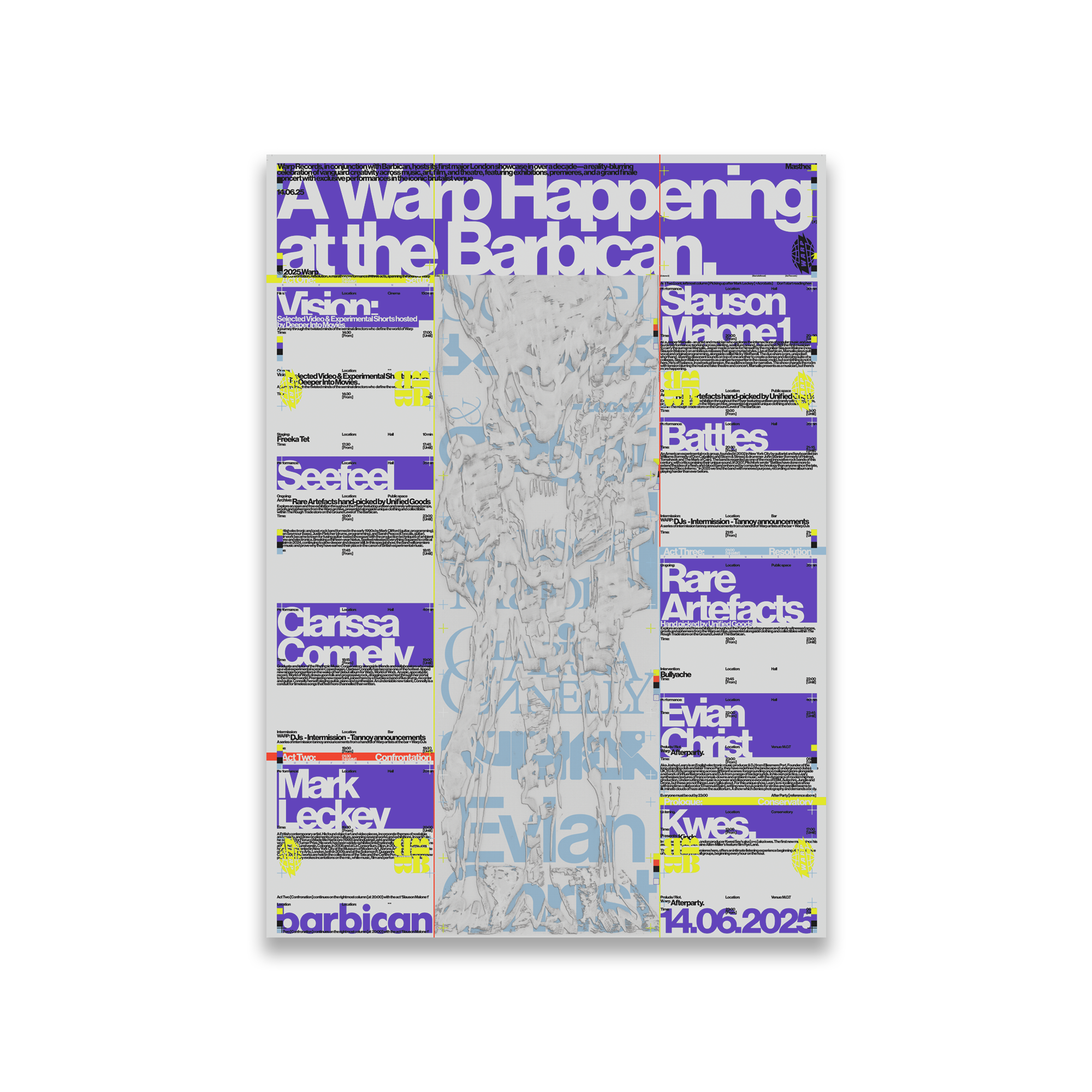 Warp Records x Barbican A Warp Happening A3 Poster