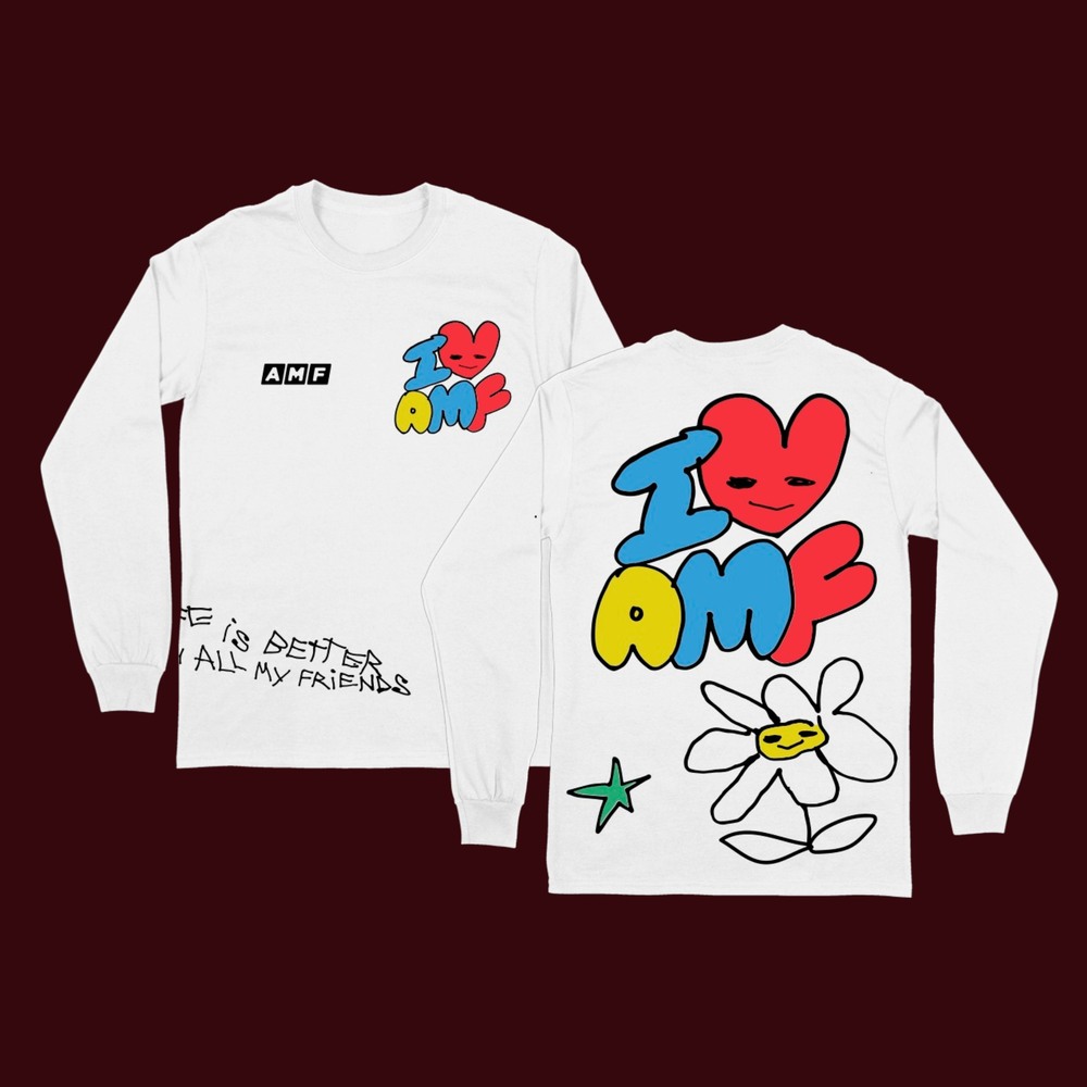 AMF Records - I ♡ AMF Long Sleeve T-Shirt - White. AMF Records.