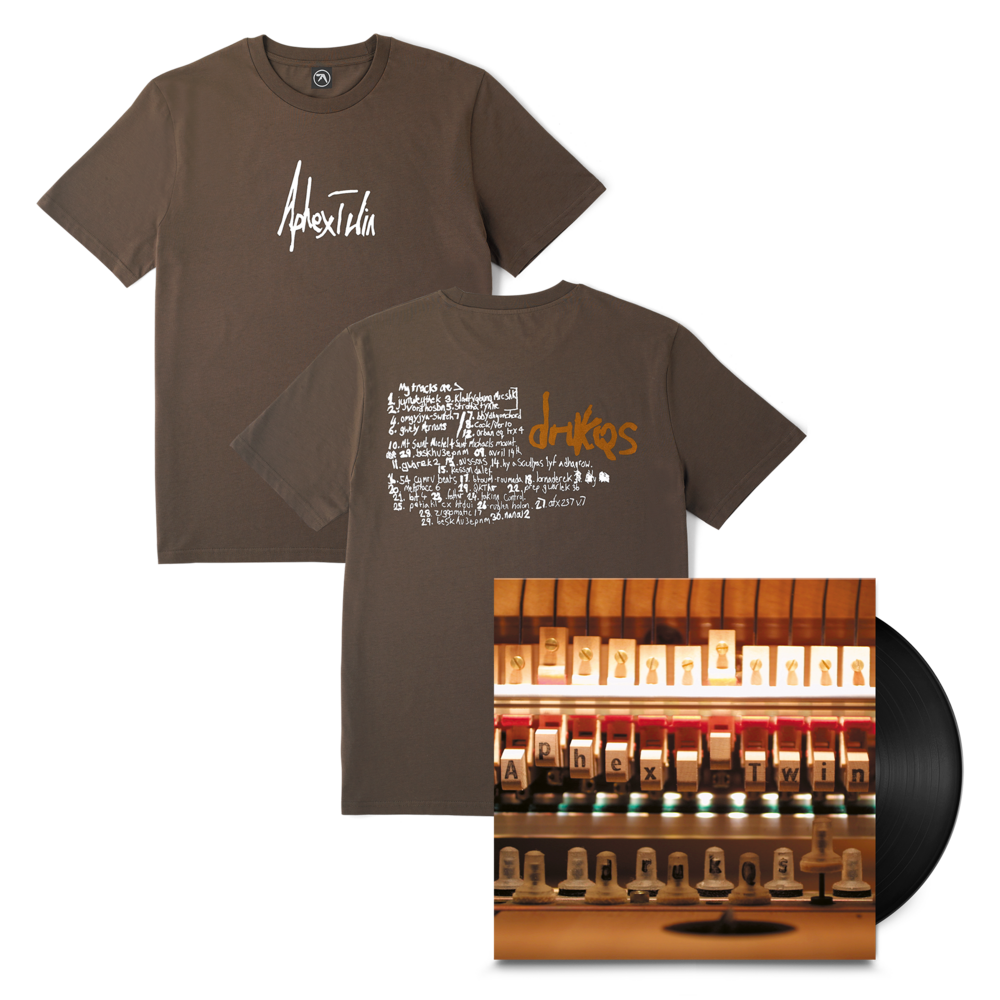 Aphex Twin - Drukqs + Handwritten Tracklist T-Shirt Bundles. Bleep.