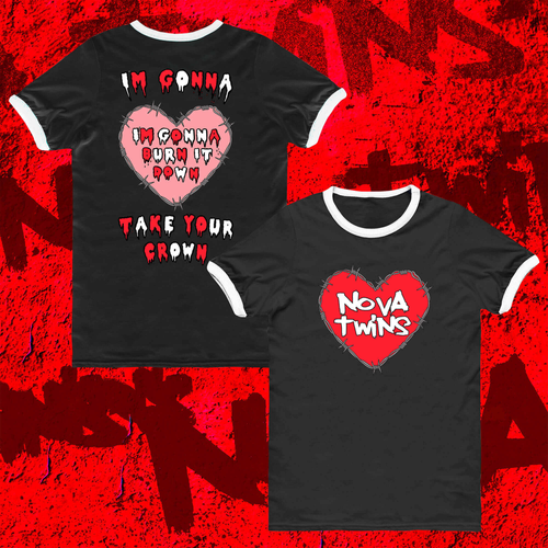 Black 'Taxi' Ringer T-Shirt. Nova Twins 