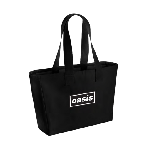 Oasis - Live '25 Gold Logo Tote Bag Black. Oasis.