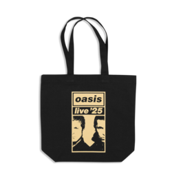 Oasis - Live '25 Gold Logo Tote Bag Black. Tote Bag. Oasis.