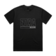 Black EZ logo tee with outlined font